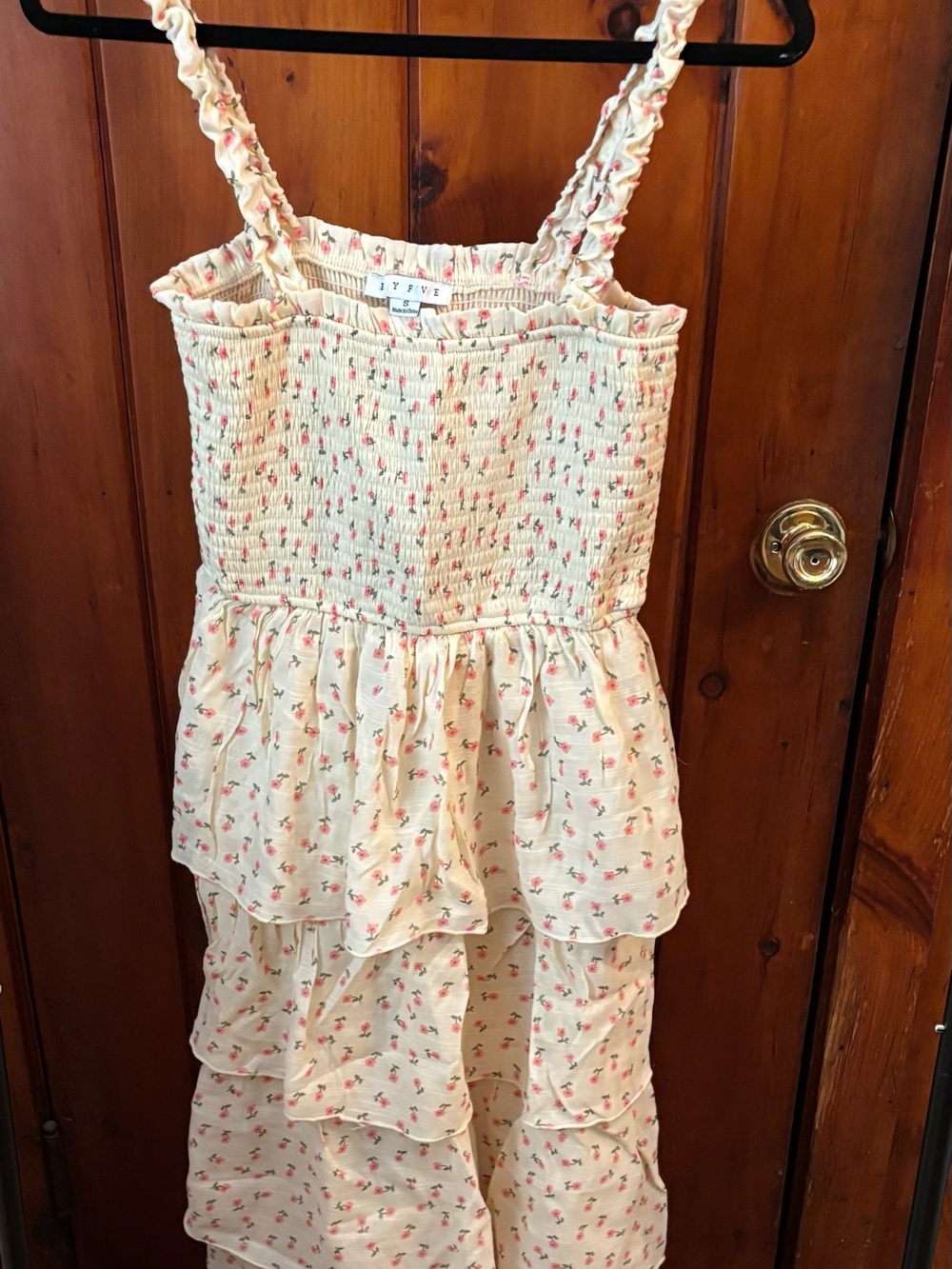 HYFVE Cream Maxi Dress with Pink Floral Print